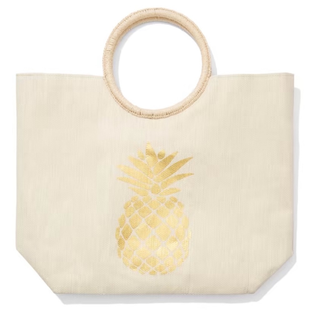 NWT New York & Company Pineapple Paper Straw Tote Bag